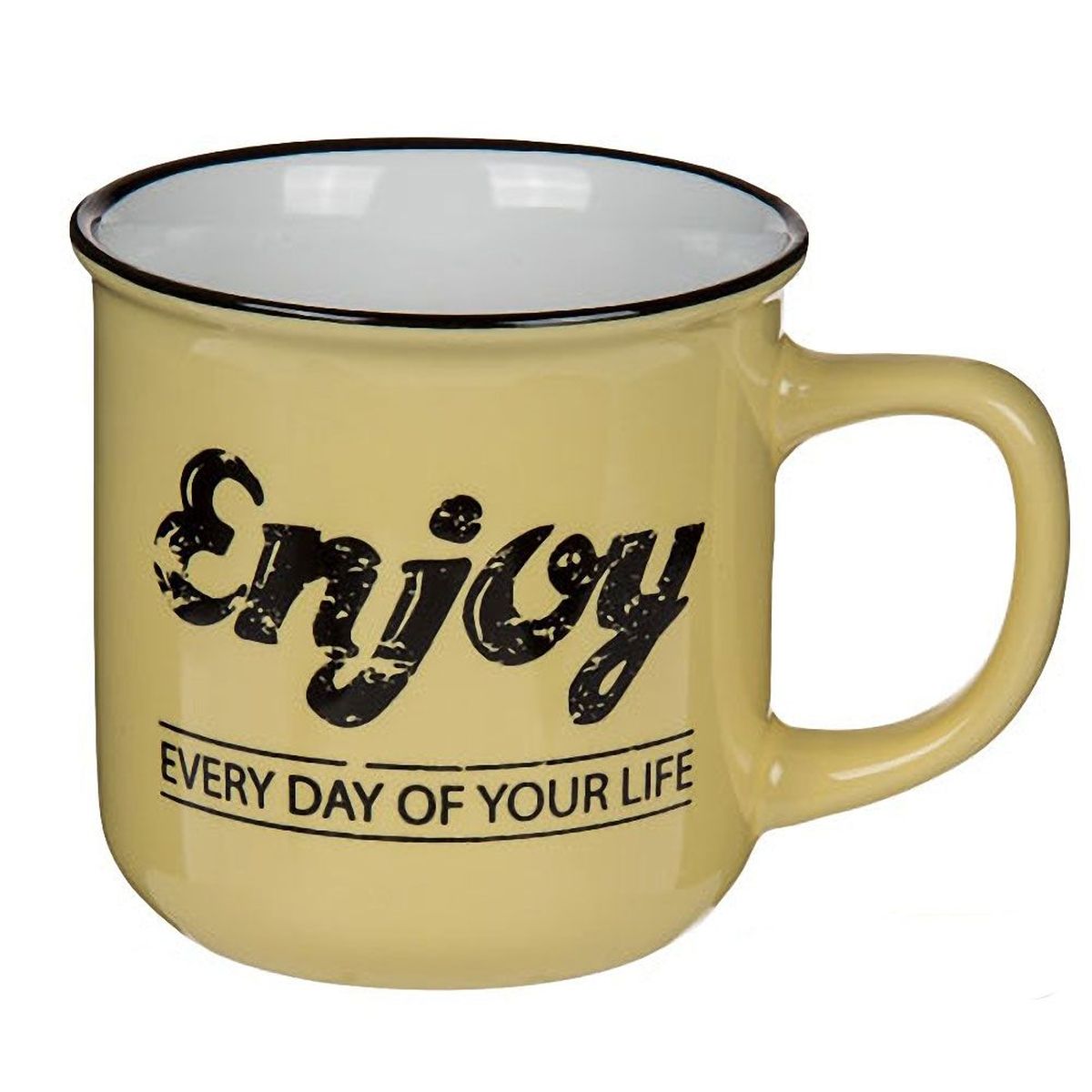 Mug Rtro Enjoy your life cramique Jaune