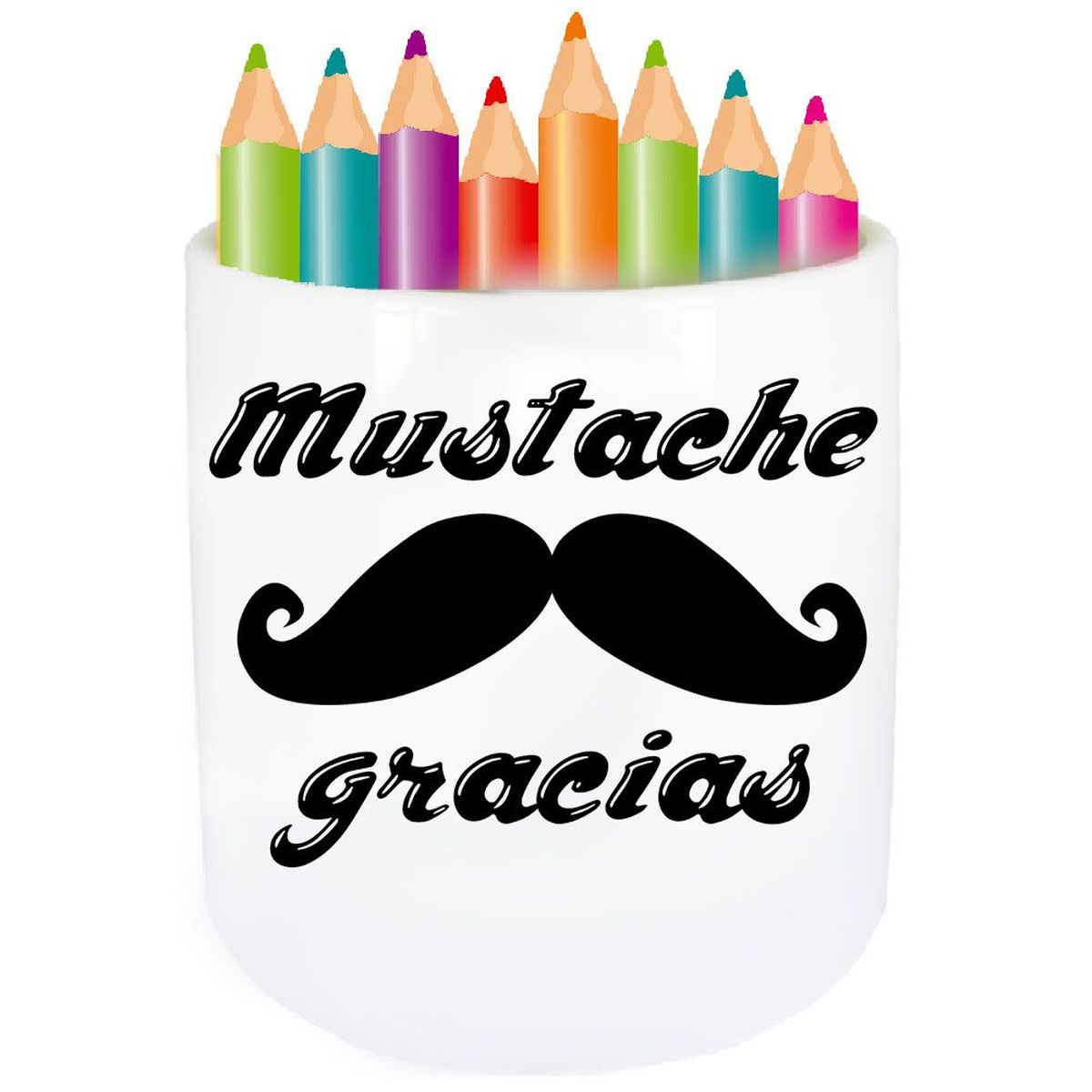 Pot  crayon Mustache gracias par Cbkreation