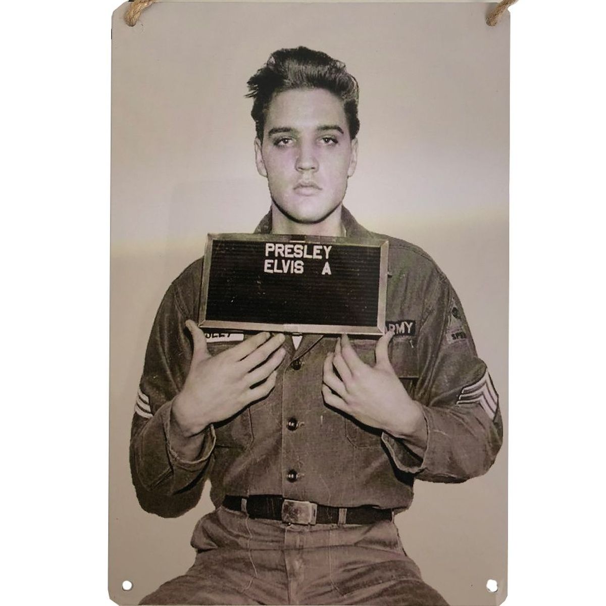 Plaque mtal Elvis Presley militaire 30 x 20 cm