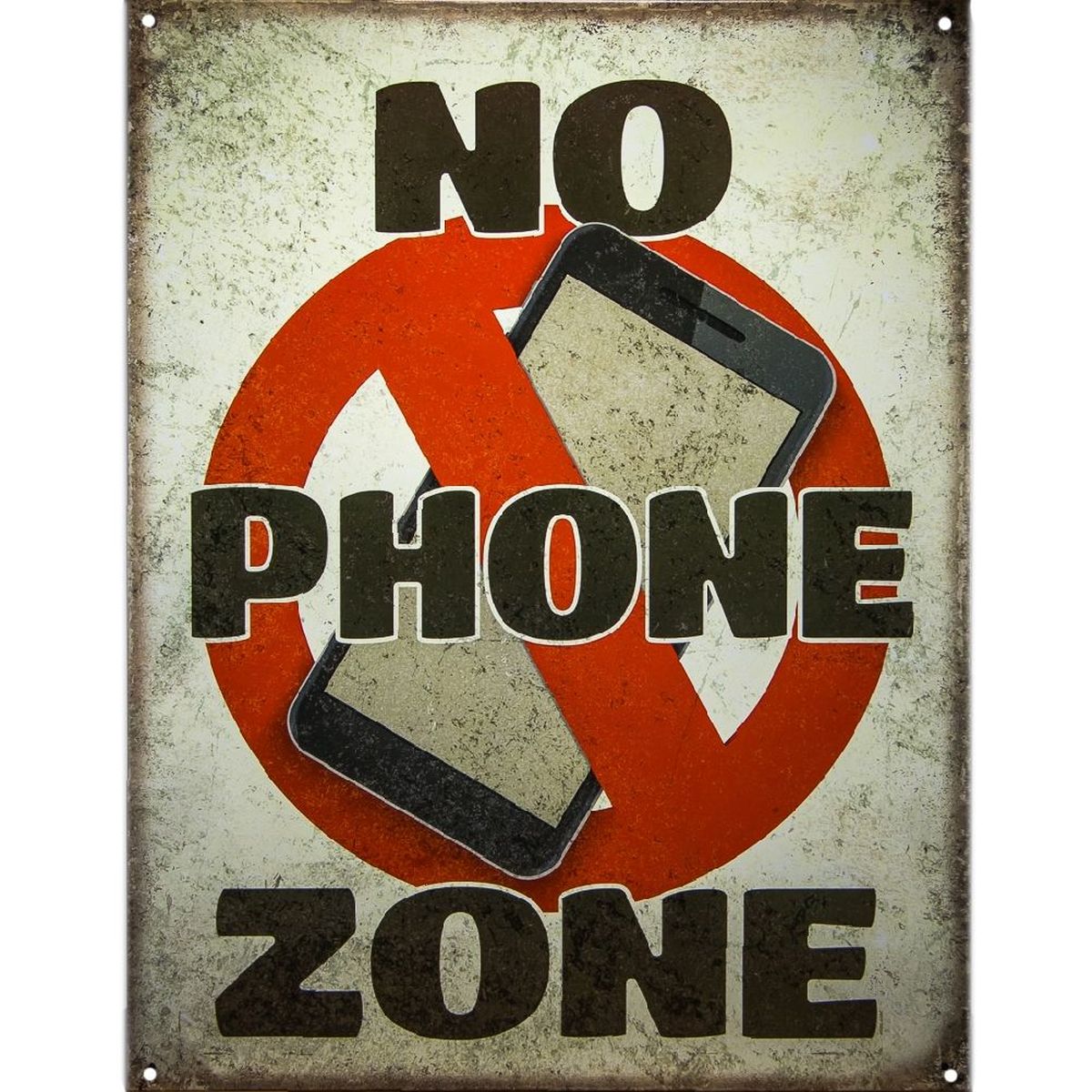 Plaque mtal NO PHONE ZONE 40.5 x 31.5 cm