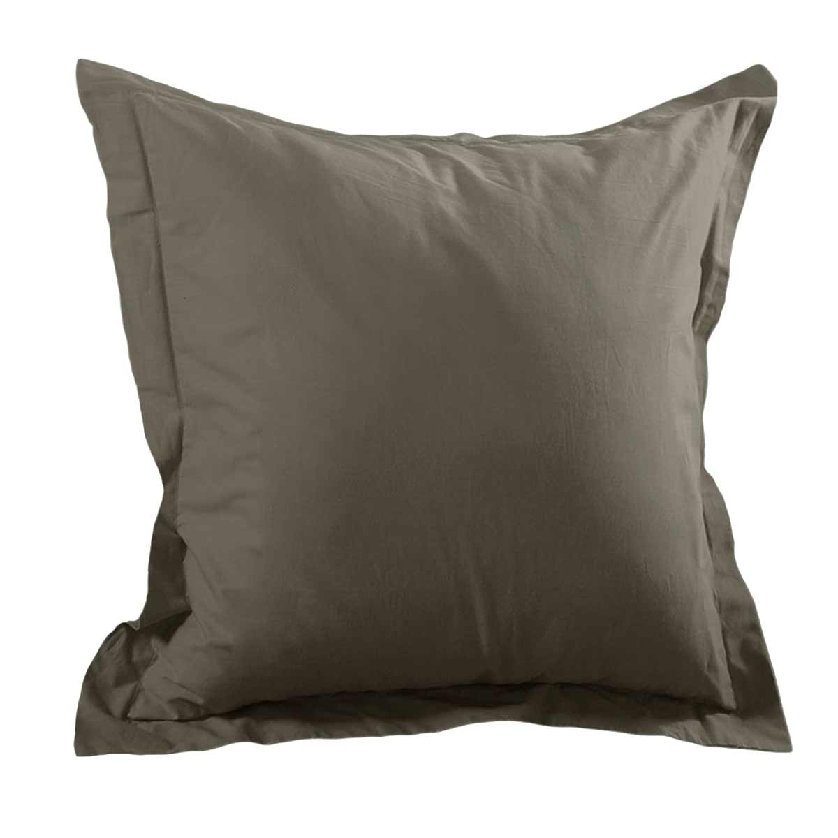 Taie d'oreiller unie taupe 65 x 65 cm - Alicia