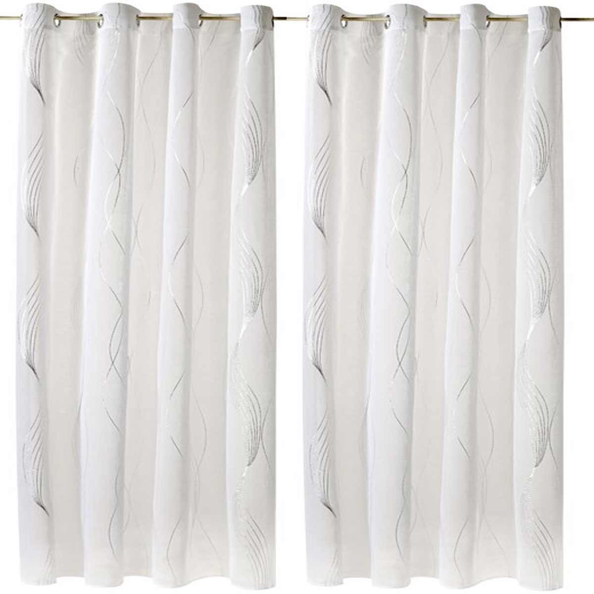 Voilage blanc vague argente 240 x 135 cm