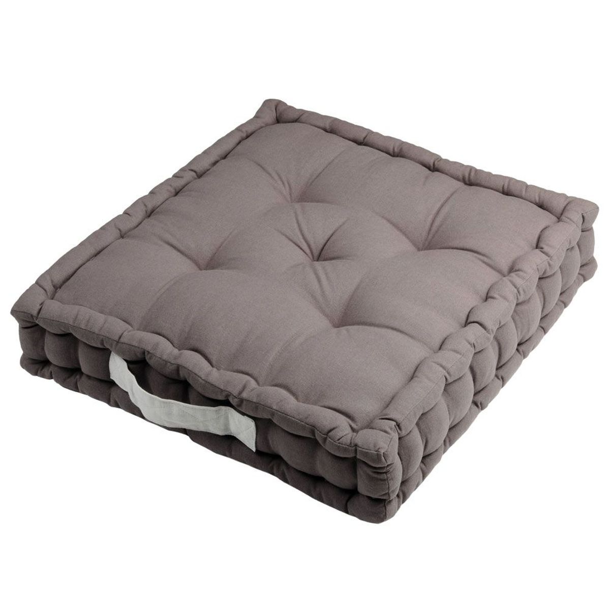 Coussin de sol uni en coton 45 x 45 x 10 cm - Gris Perle