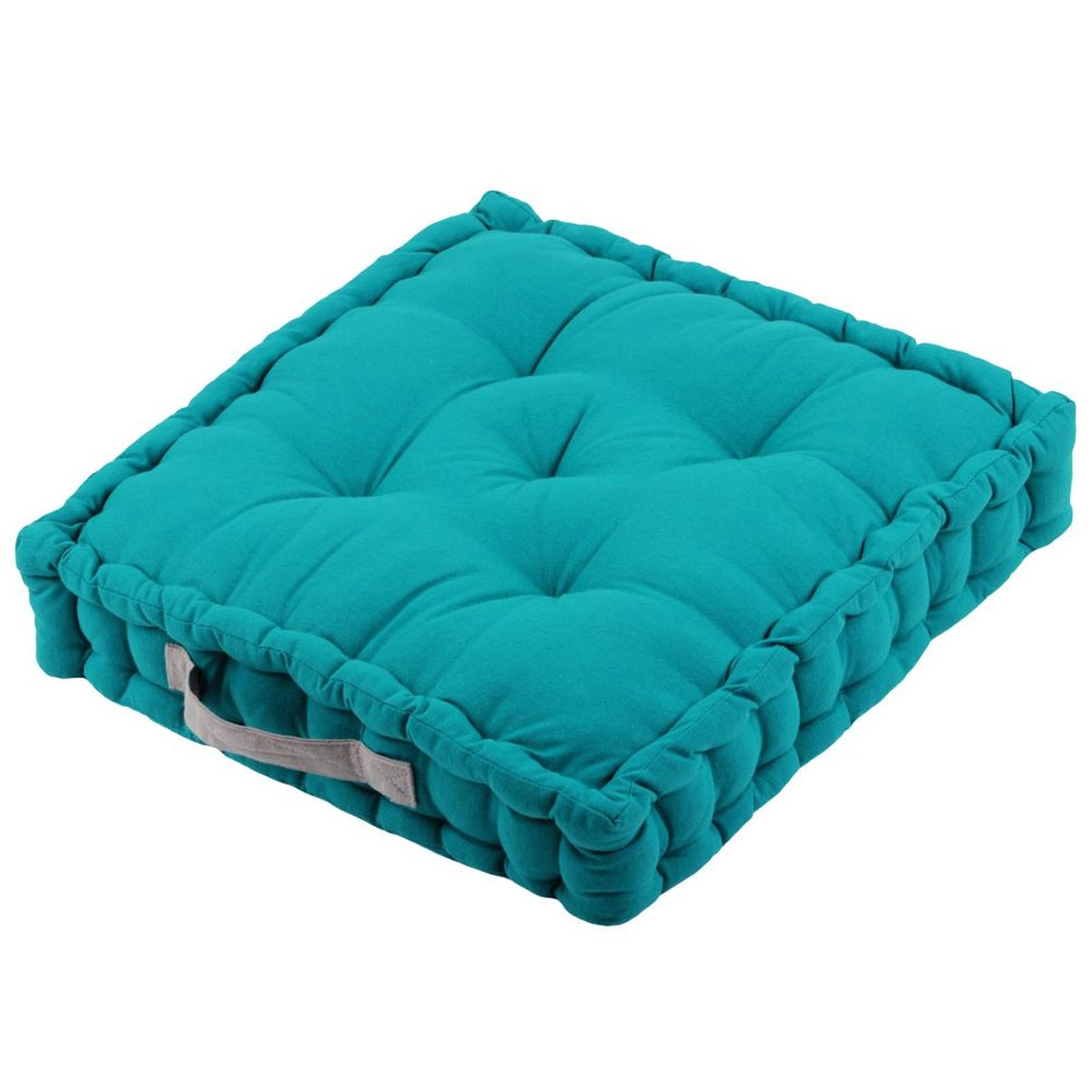 Coussin de sol uni en coton 45 x 45 x 10 cm - Celadon souris