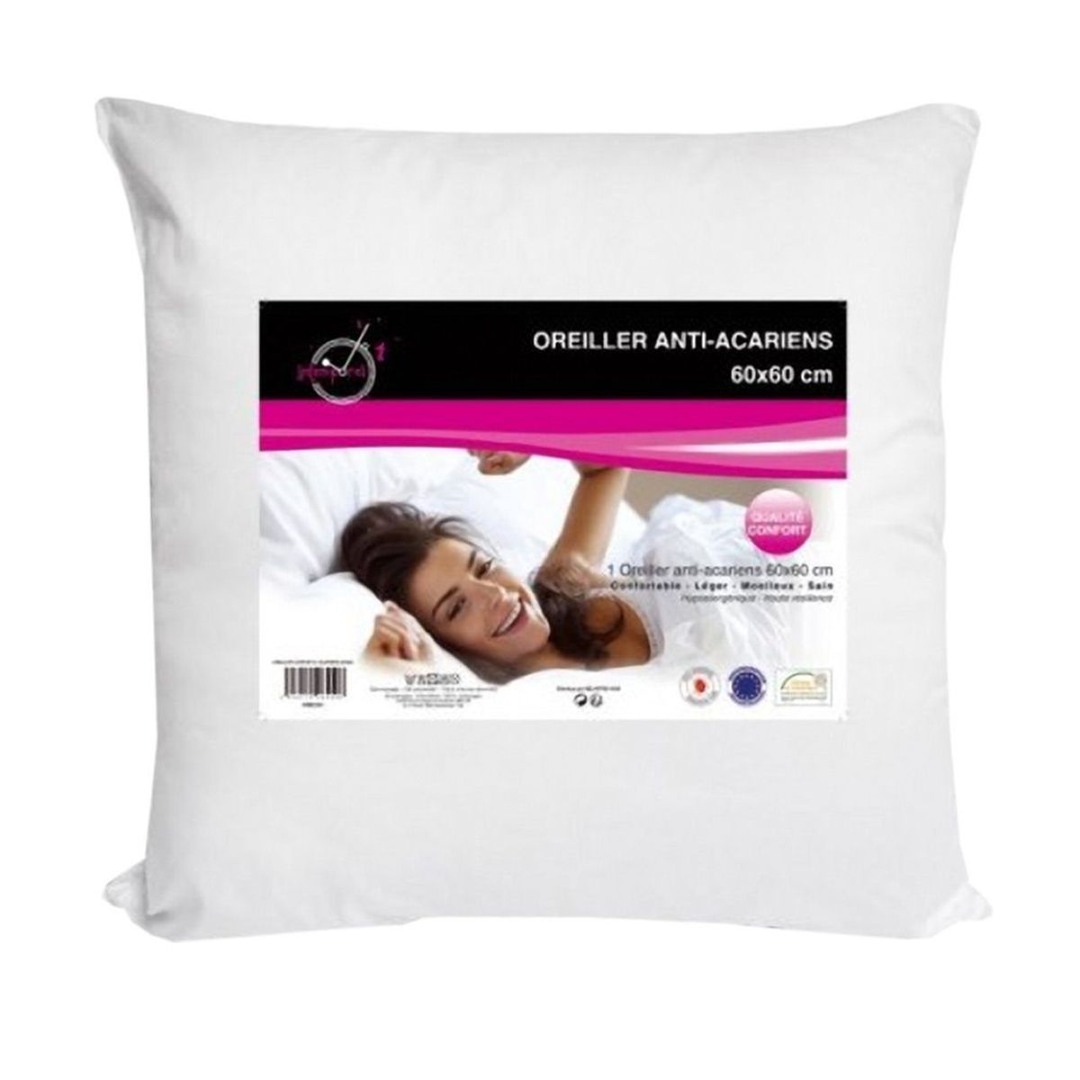 Oreiller déhoussable anti-acariens moelleux - 65 x 65 cm | Maison et Styles