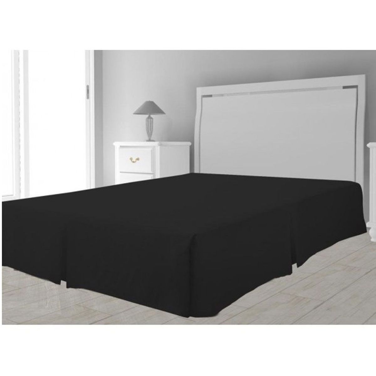 Cache-Sommier microfibre 90 x 190 cm - Noir