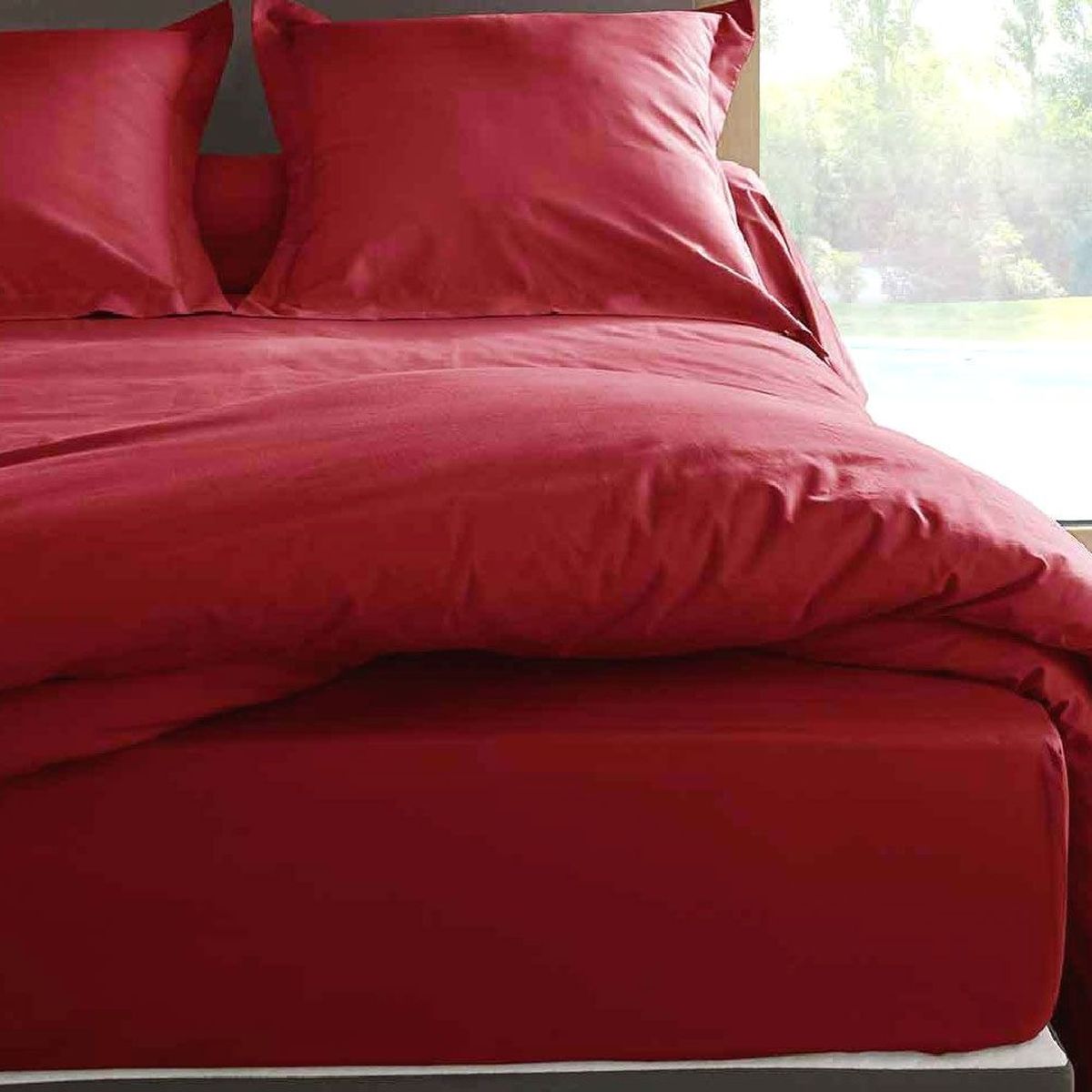 Housse de Couette 80 fils Coton percale 140 x 200 cm Rubis