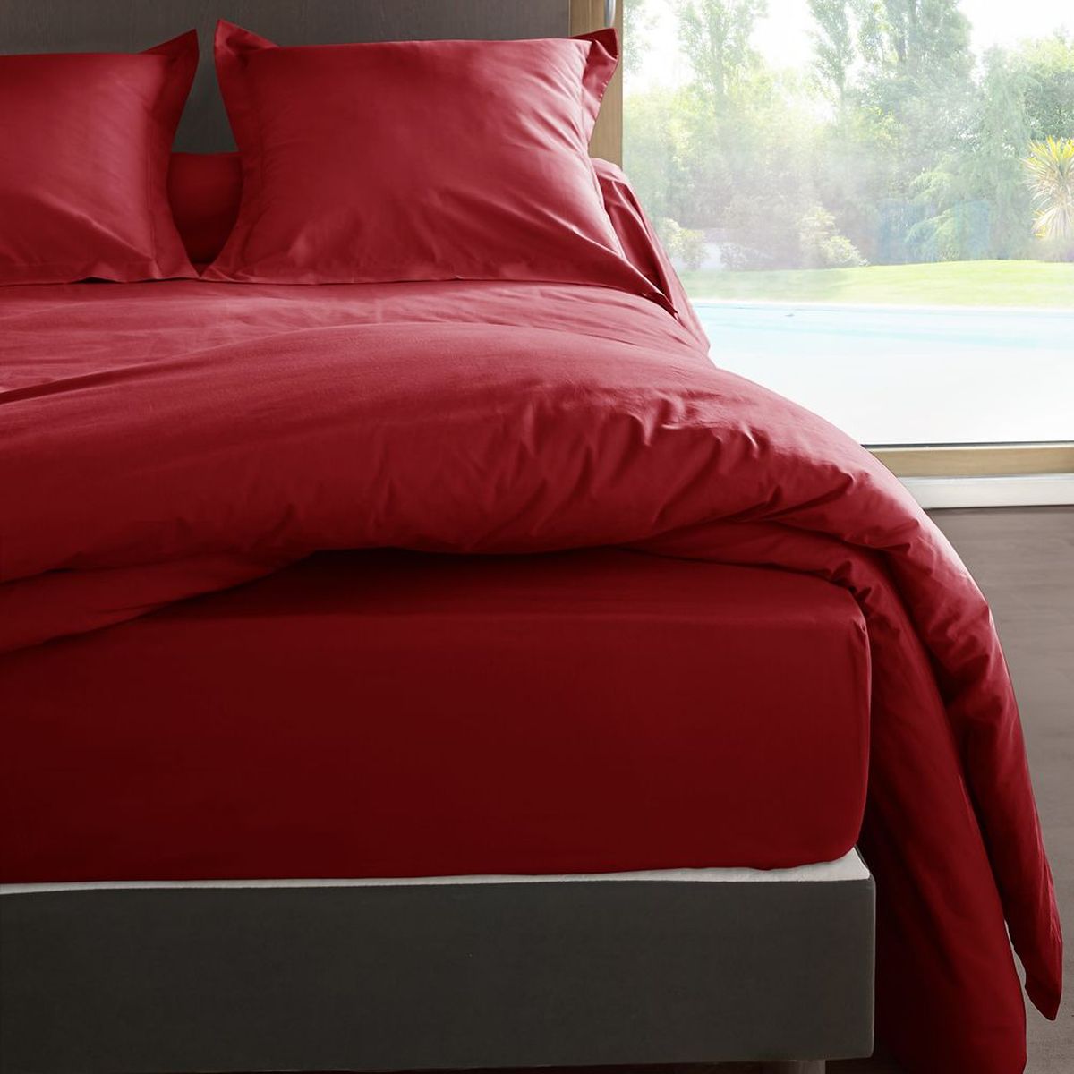 Housse de Couette 80 fils Coton percale 140 x 200 cm Rubis