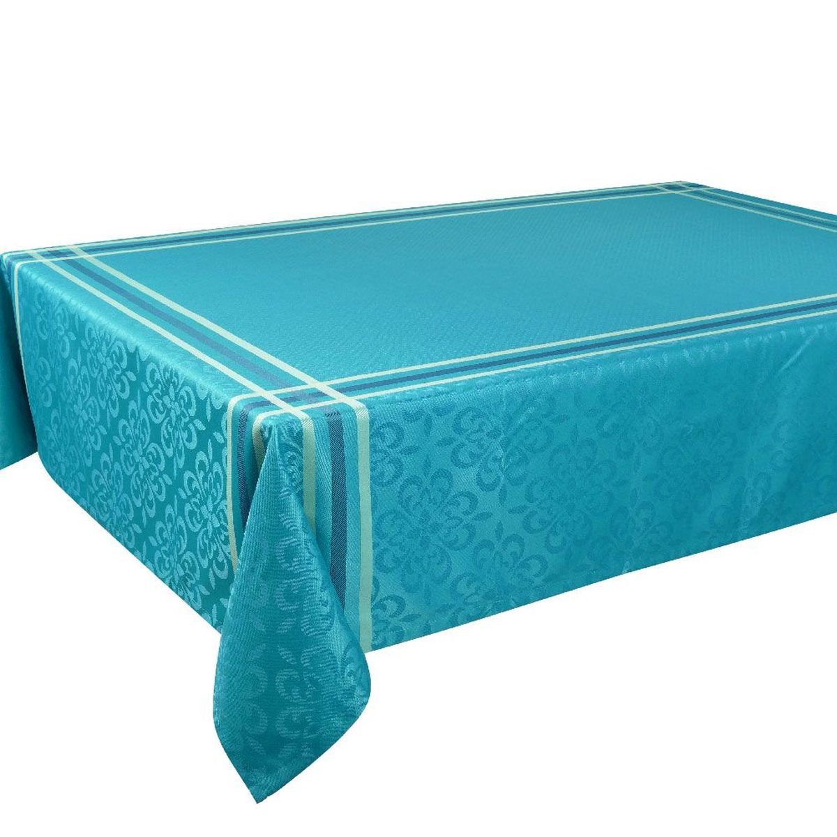 Nappe Jacquard enduite Bilbao couleur turquoise 150 x 250 cm