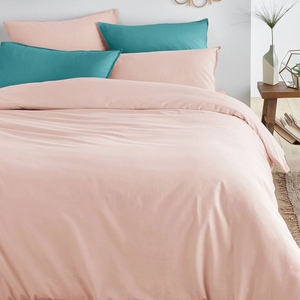 Housse de Couette 80 fils Coton percale 260 x 240 cm - Blush