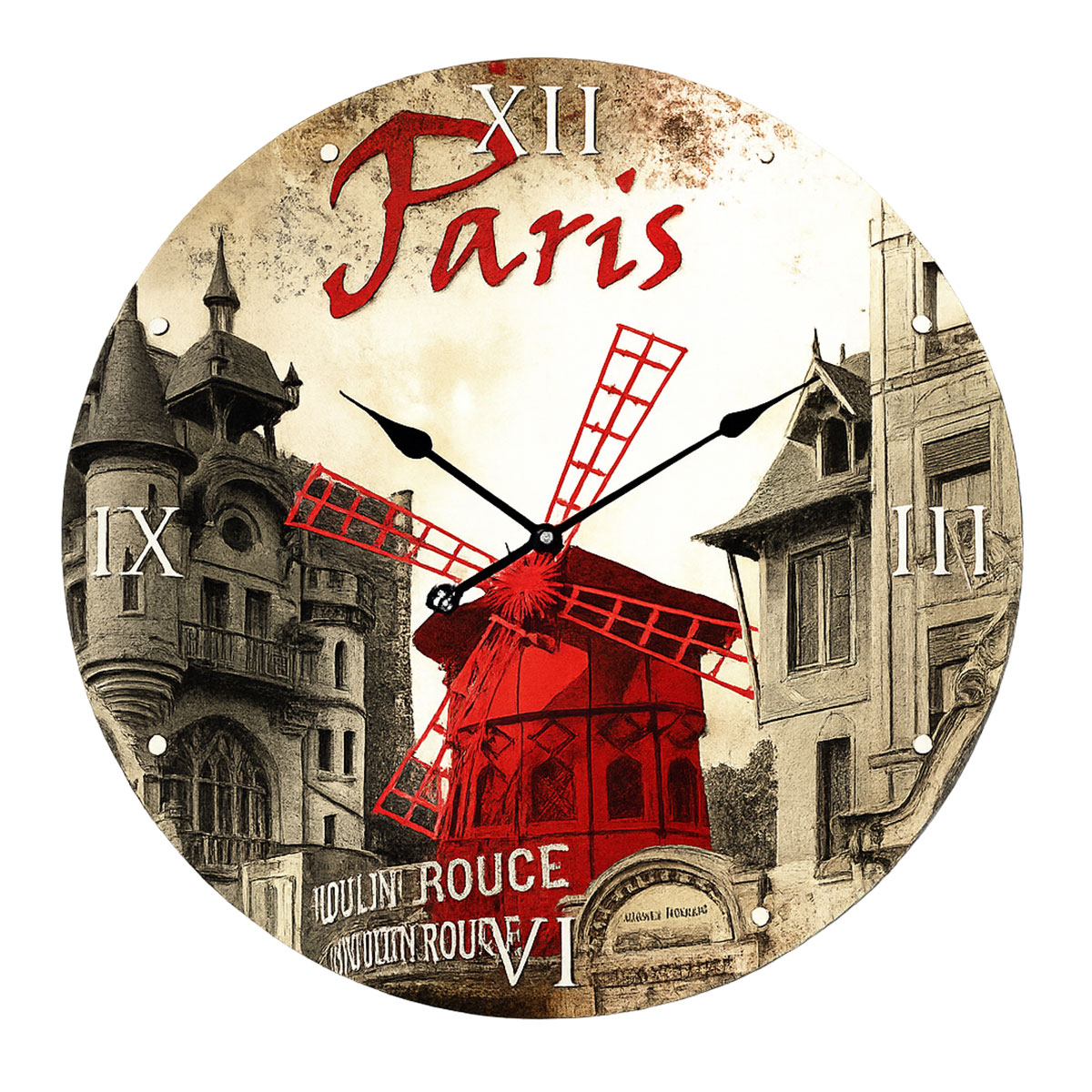 Horloge Paris Moulin rouge Verre