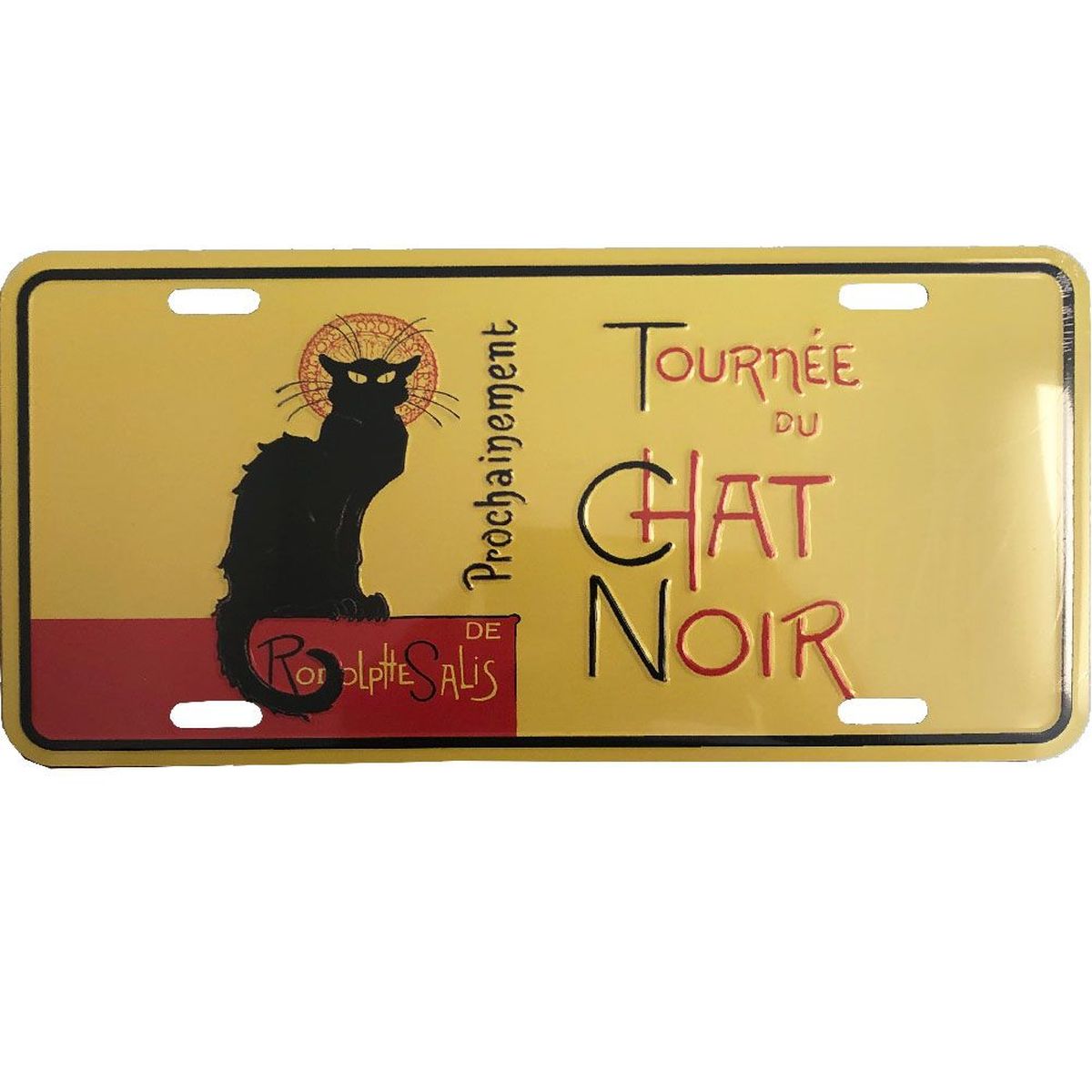 Plaque mtal Tourne du chat Noir 30 x 15 cm