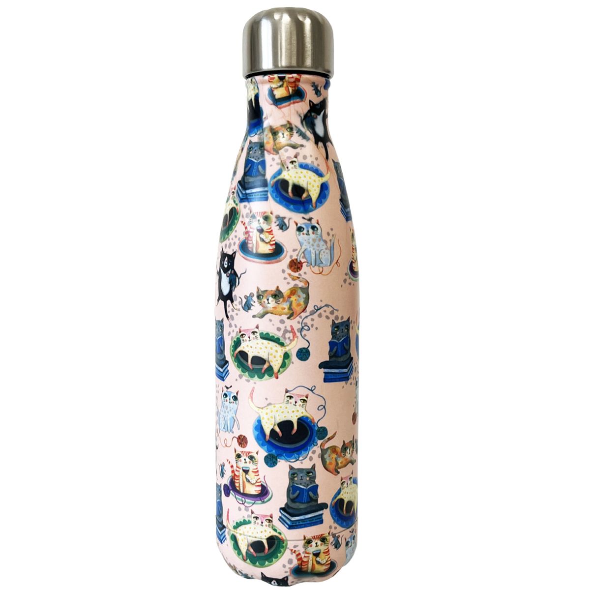 Bouteille isotherme et brosse - Cat rose 500 mL