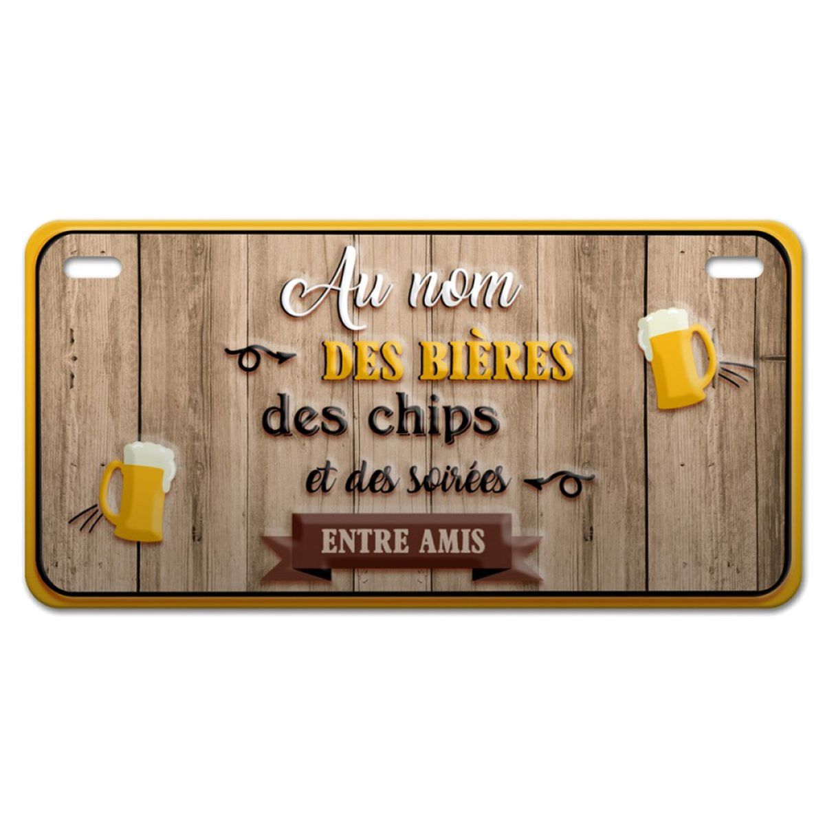 Magnet Au Nom des Bires, des chips... - mini plaque mtal