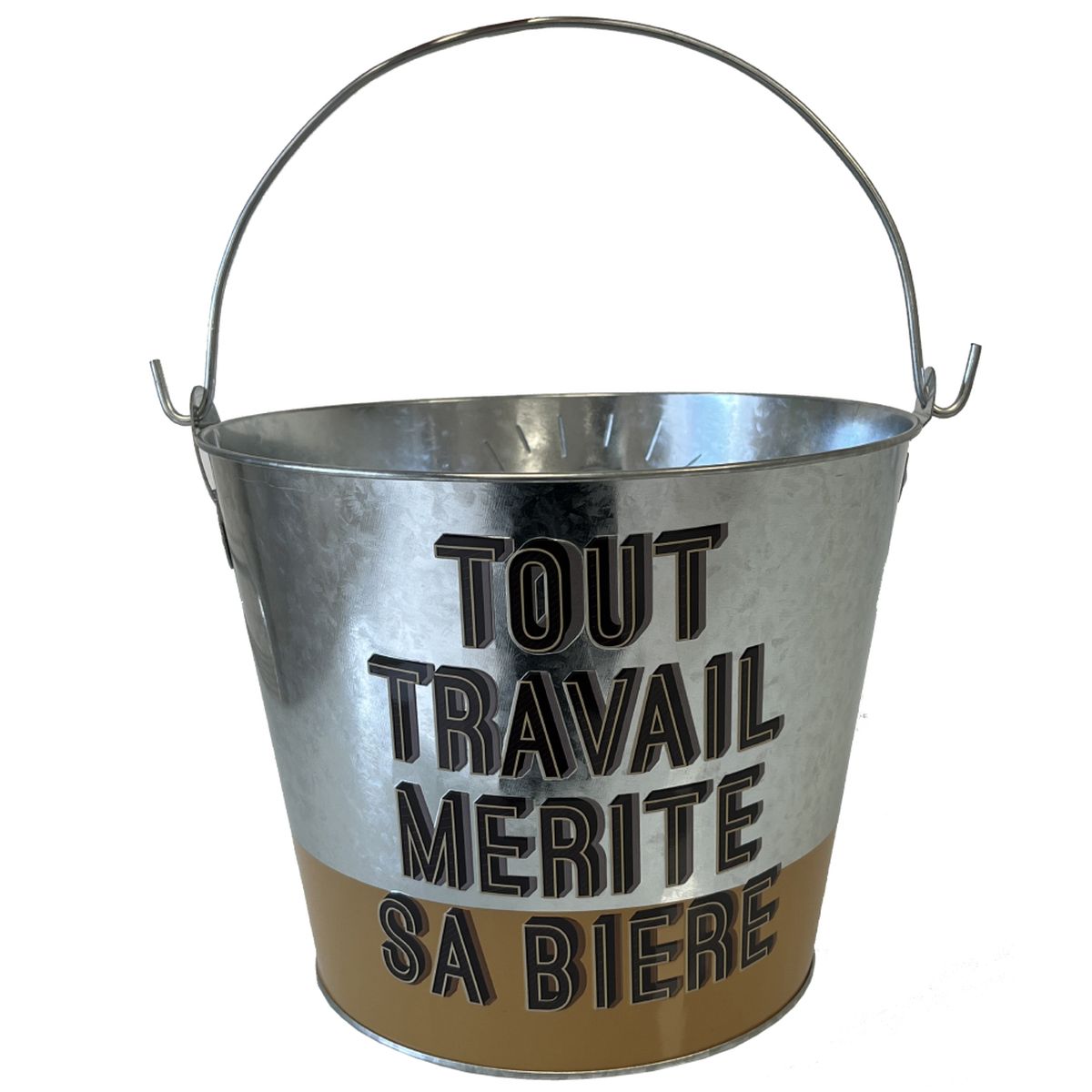 Seau  bire  - Tout travail mrite sa bire - Aspect Zinc