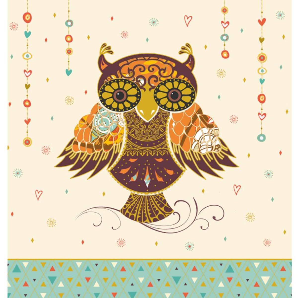 Carte 3 volets dcoupe avec dorures - Hibou