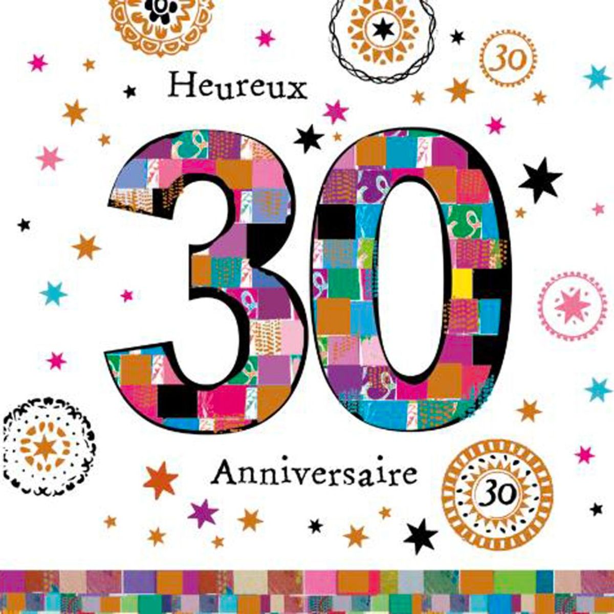 Carte Anniversaire 30 Ans 2 volets avec enveloppe