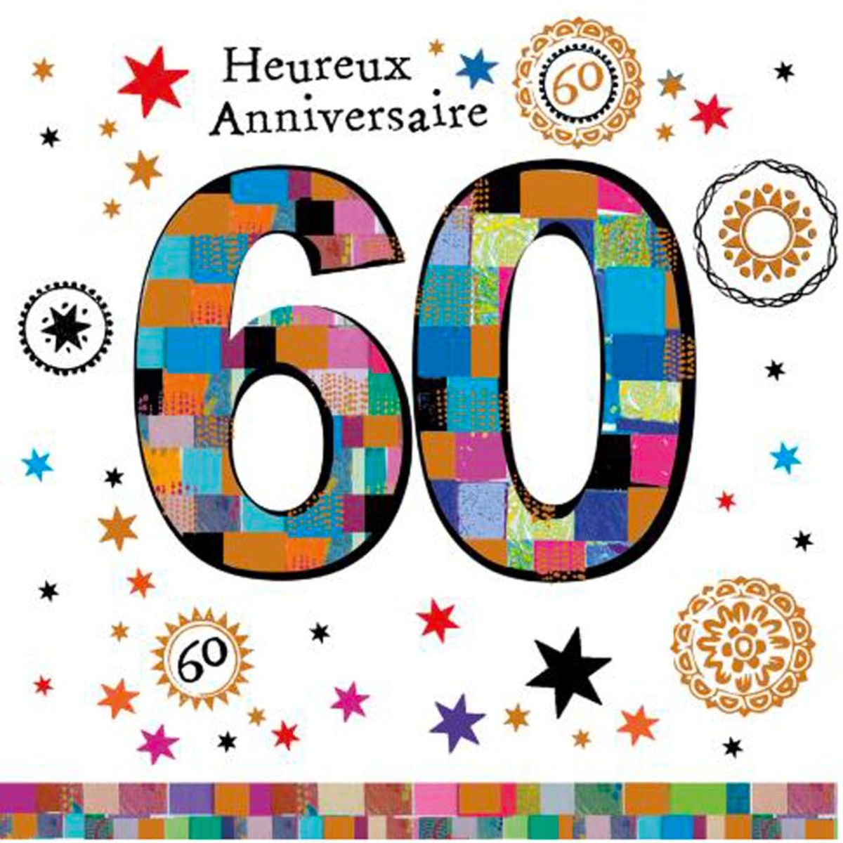 Carte Anniversaire 60 Ans 2 Volets Avec Enveloppe