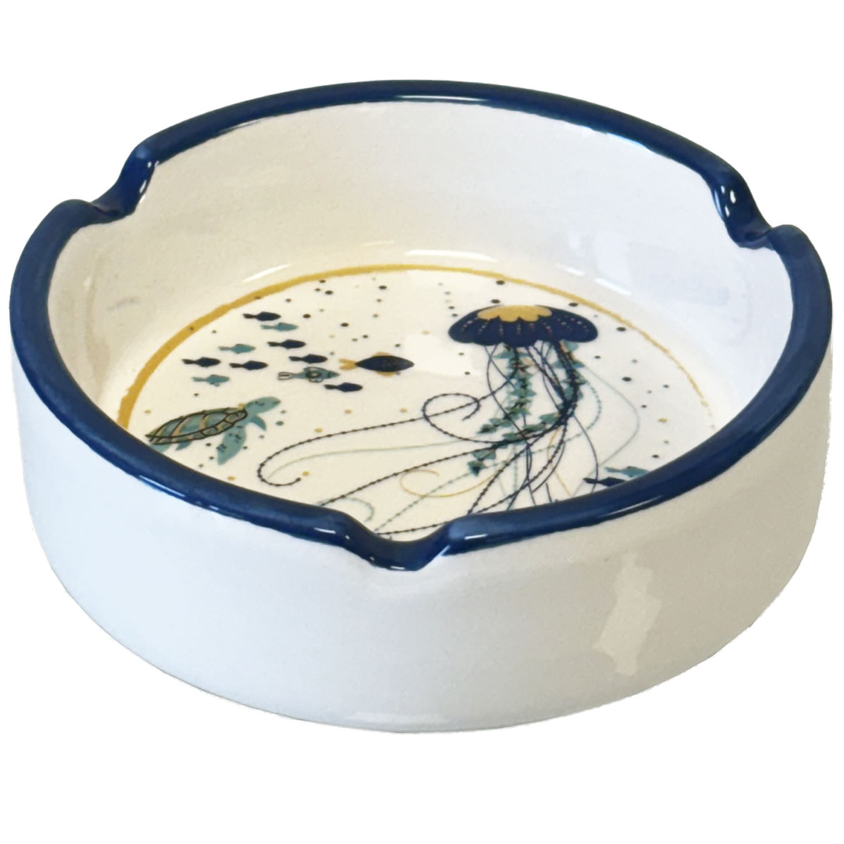 Cendrier rond en cramique 10 cm - Animaux marins