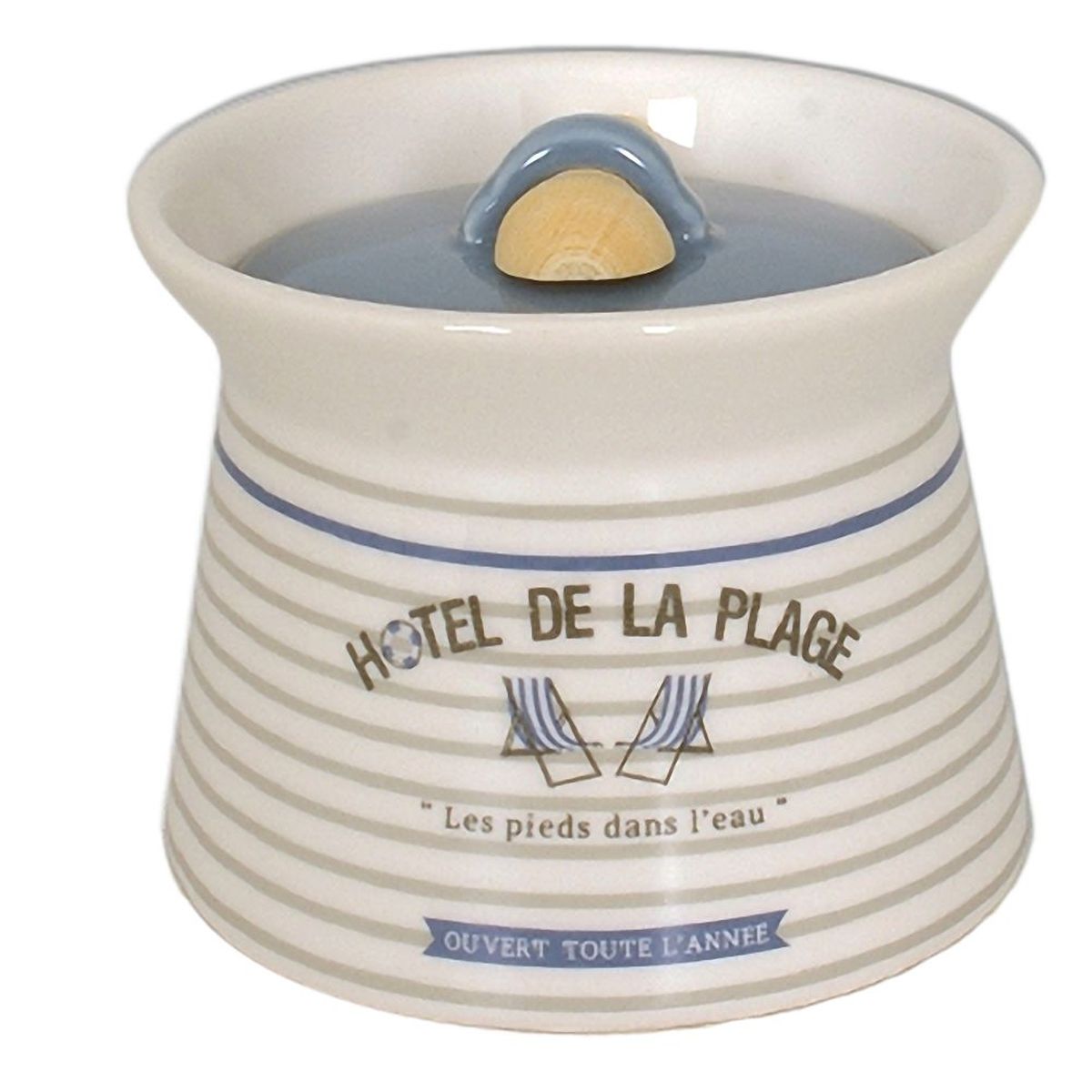 Pot  gros sel rond avec cuillre de bois Collection Cabourg