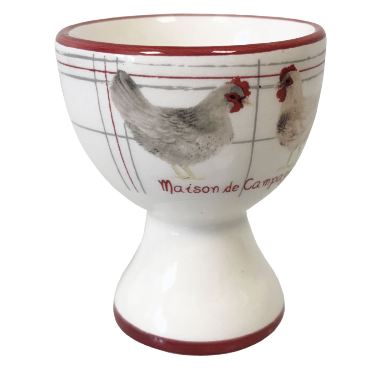 Coquetier en gr�s d�cor Poules Maison de Campagne