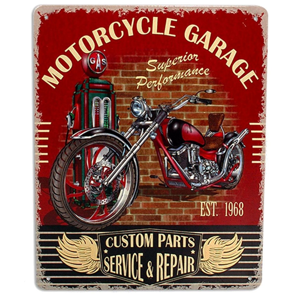 Plaque mtal dcorative Motorcycle Garage 20 x 25 cm