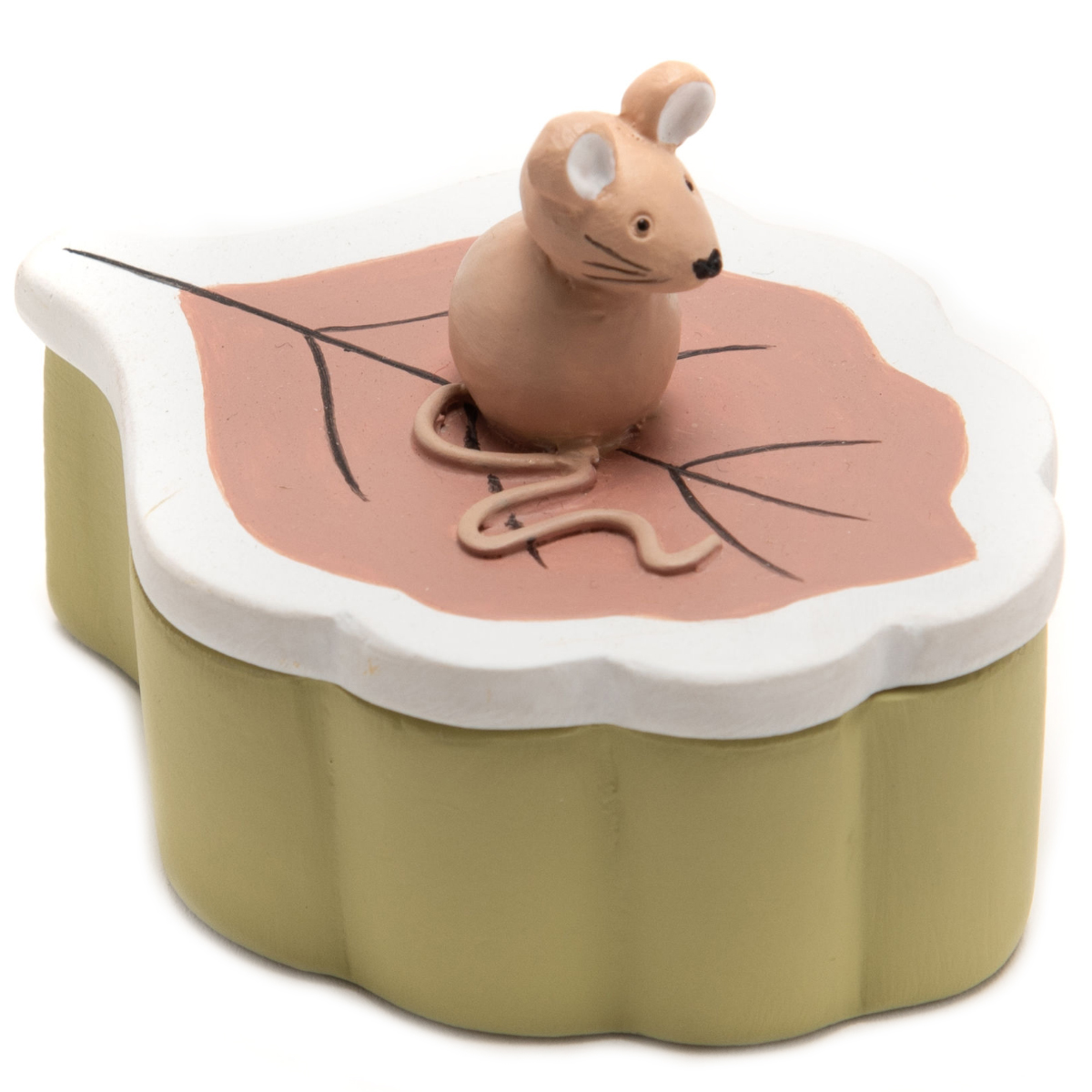 Boite  dents de lait - Souris sur une feuille - vert