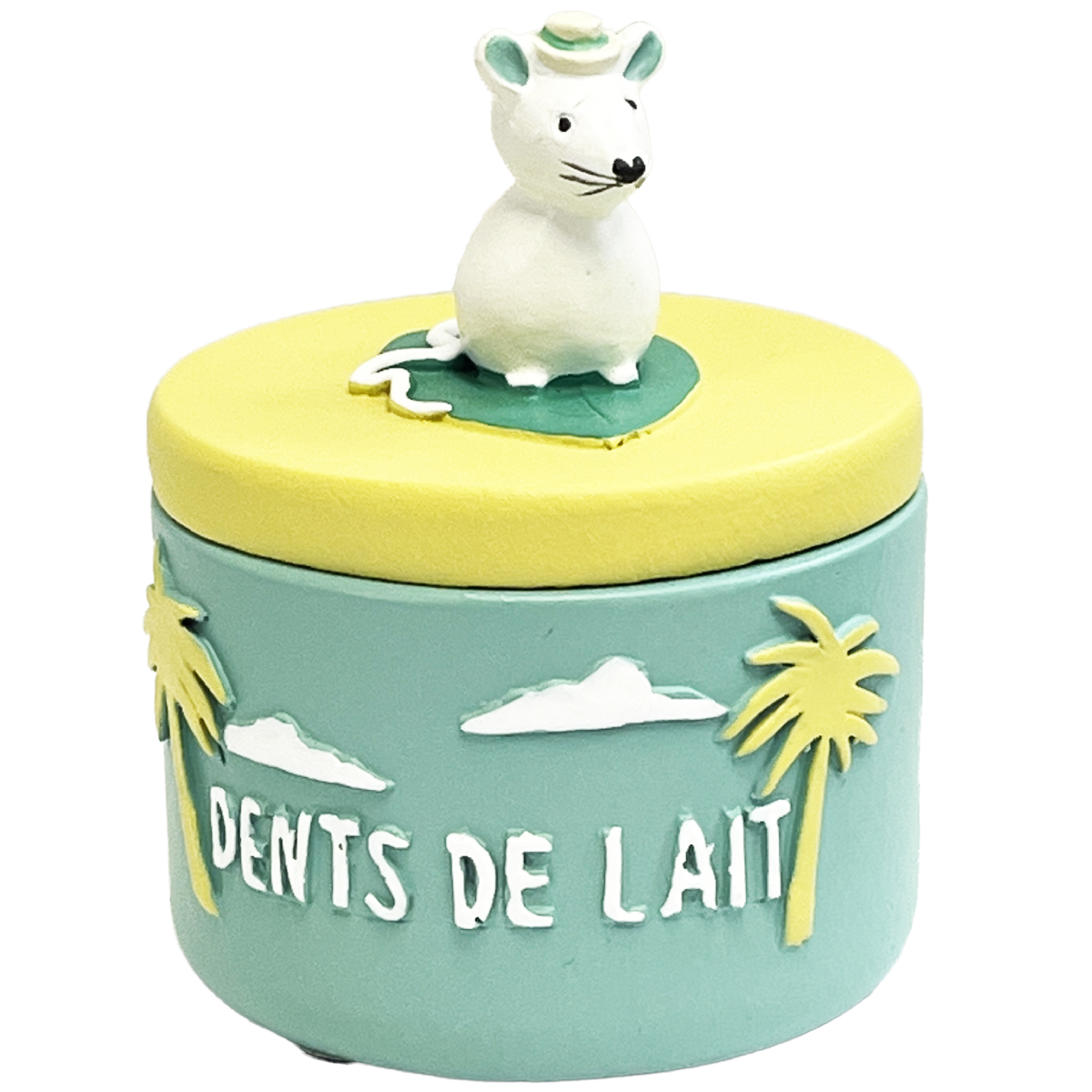 Boite  dents de lait - Souris palmier - bleu vert