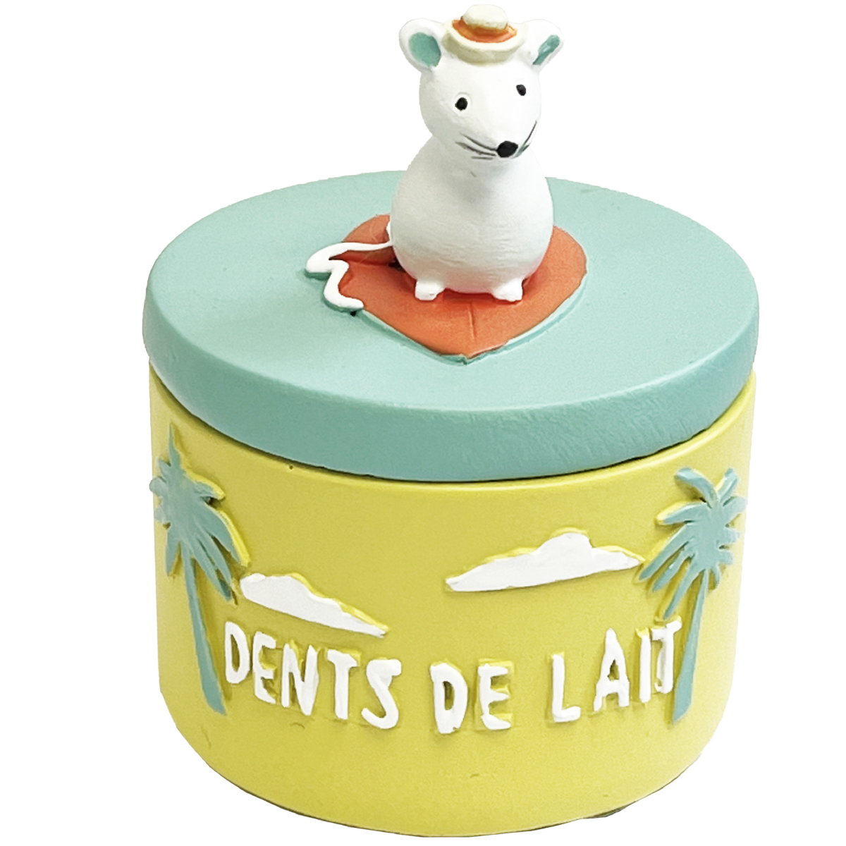 Boite  dents de lait - Souris palmier - bleu vert