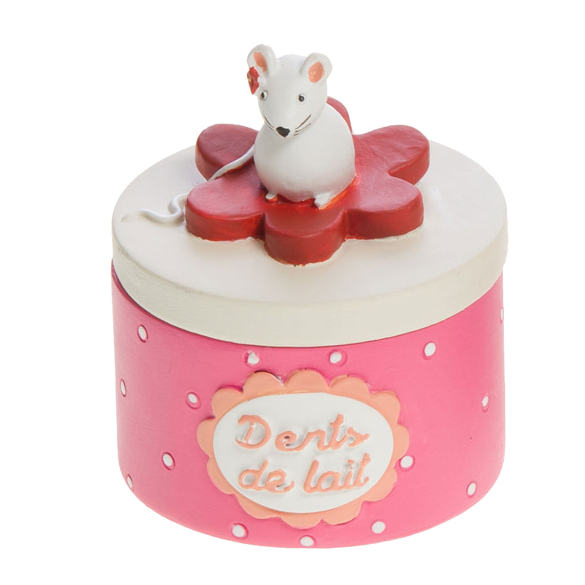 Bote  dents de lait - Modle souris sur une fleur - Rose