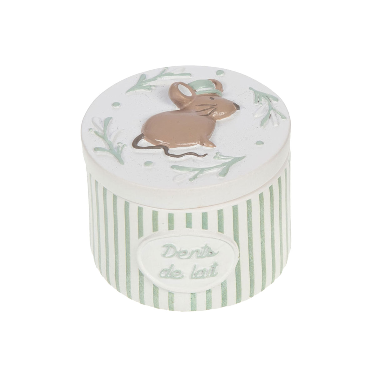 Petite bote  dents de lait - Modle souris rayures vertes