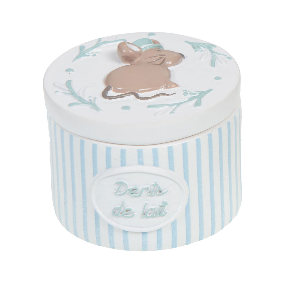Petite bote  dents de lait - Modle souris rayures bleues