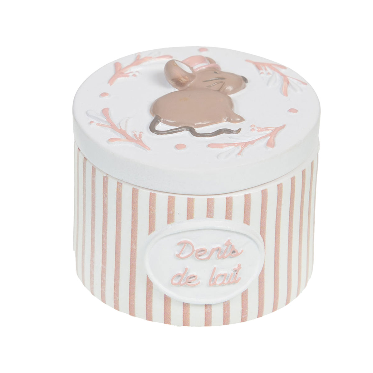 Petite bote  dents de lait - Modle souris rayures roses