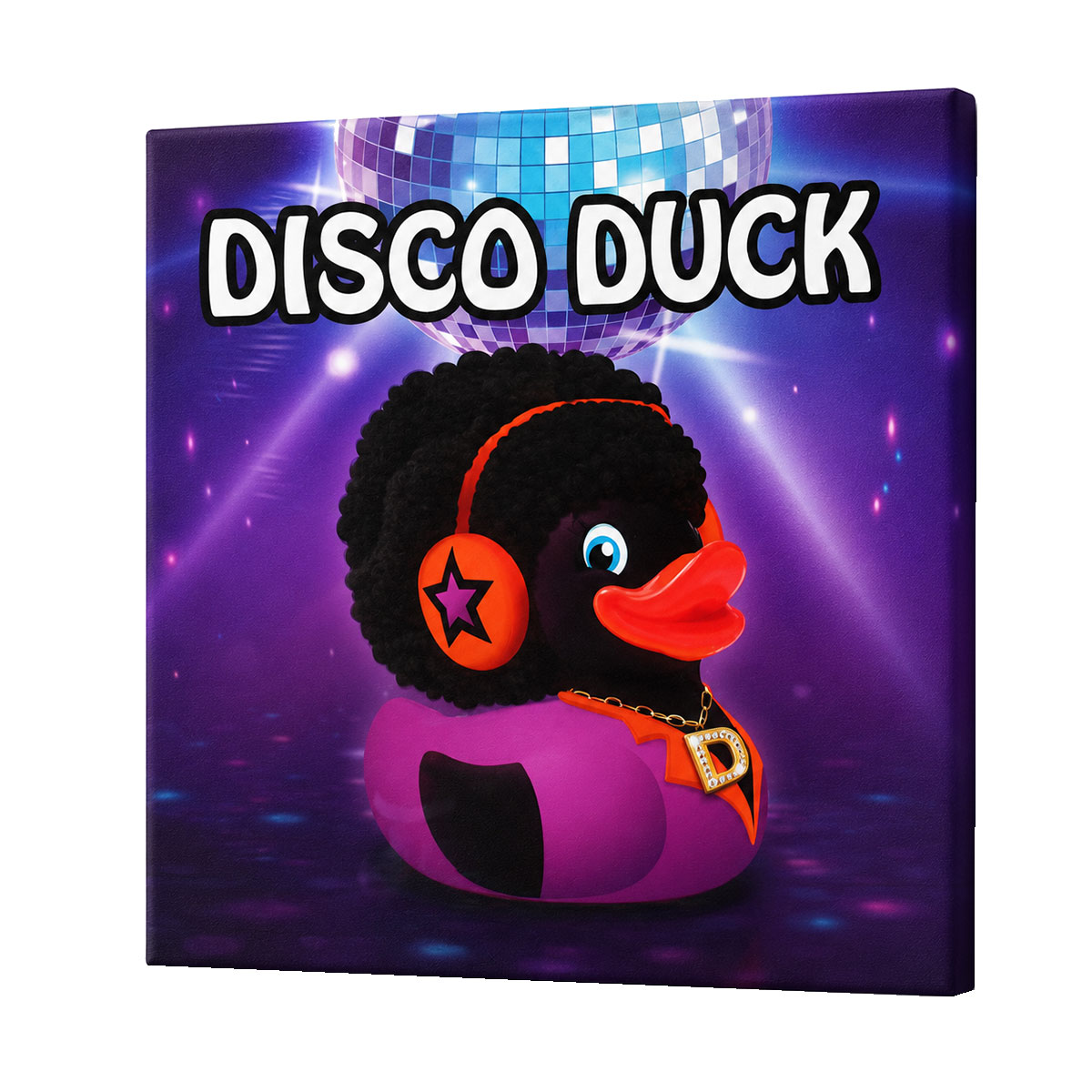 Cadre Disco Duck en toile 40 x 40 cm