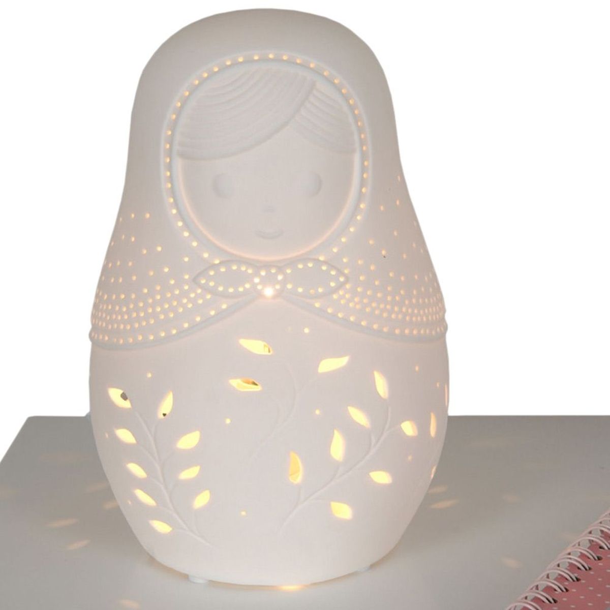 Lampe Matriochka Babouchka en porcelaine 24 cm