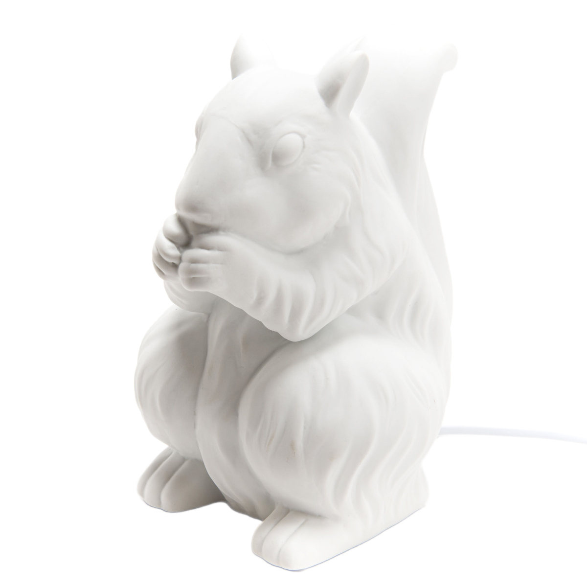 Lampe Adorable cureuil en porcelaine blanche 23 cm