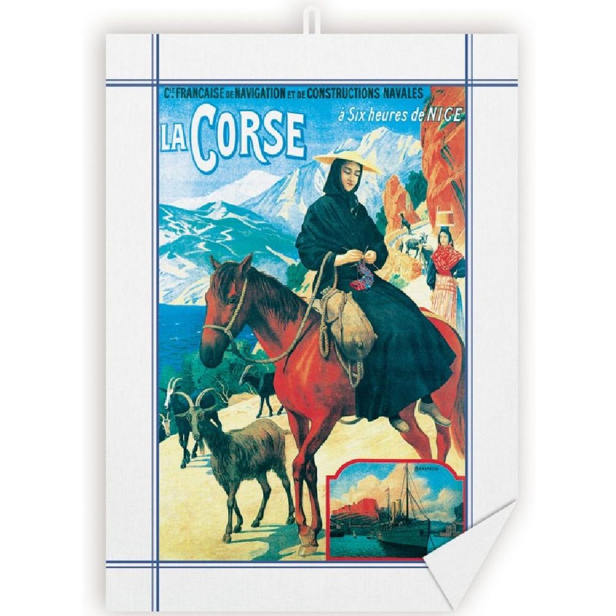 Torchon Corse par Abel Brun - 70 x 45 cm en coton