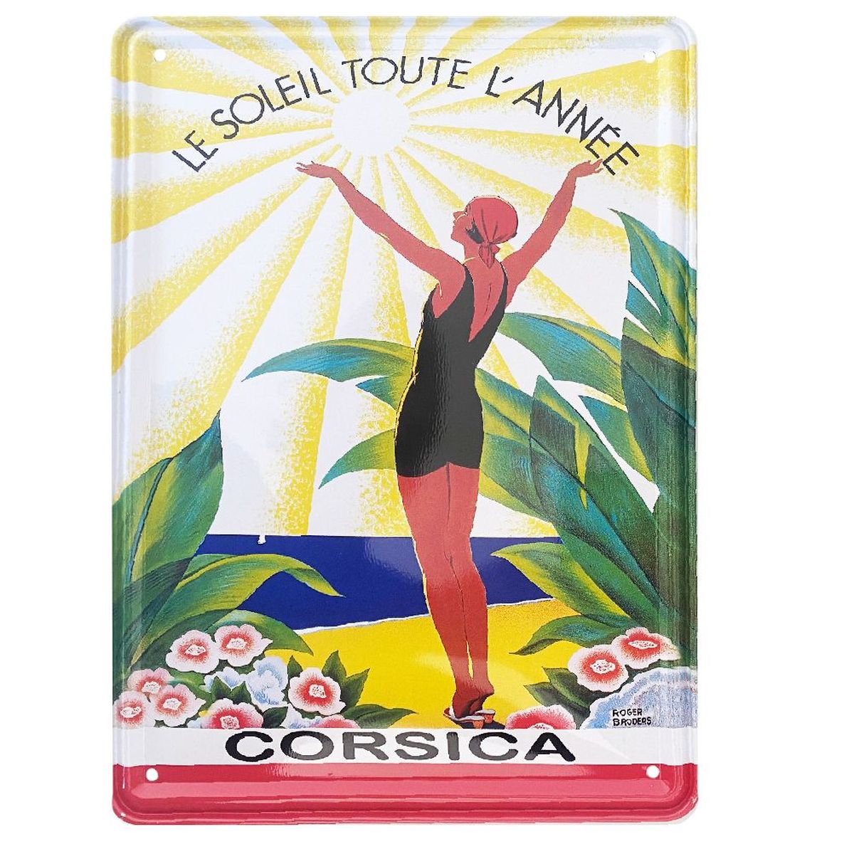 Badge / Plaque Métallique "Femme Corse" - Ancien, En Cuivre, Thème Tourisme Et Blason, Occasion