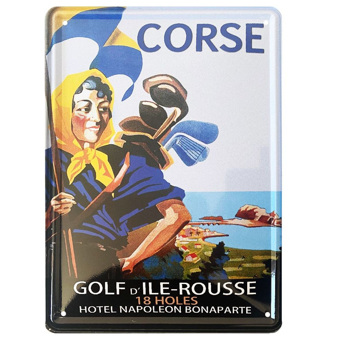 Petite plaque mtallique Corse Ile Rousse 21 x 15 cm
