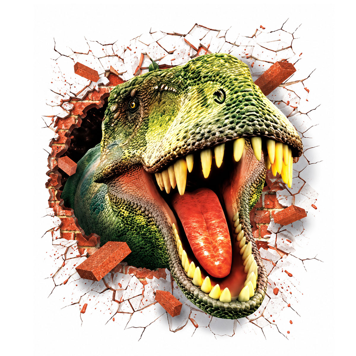 Sticker mural T-Rex trompe-l��il dinosaure 50 x 70 cm