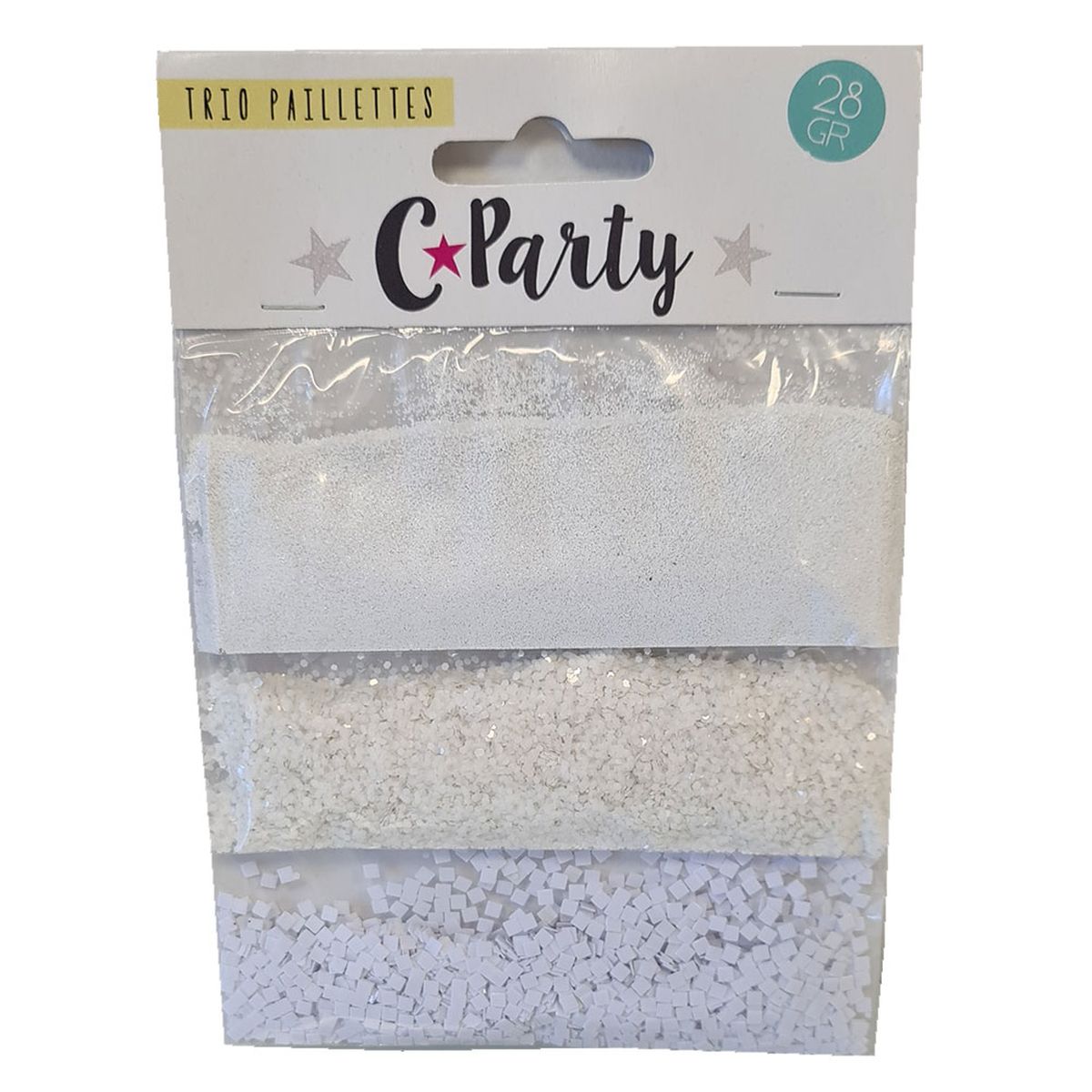 Sachet de paillettes - 3 tailles diffrentes - Blanc