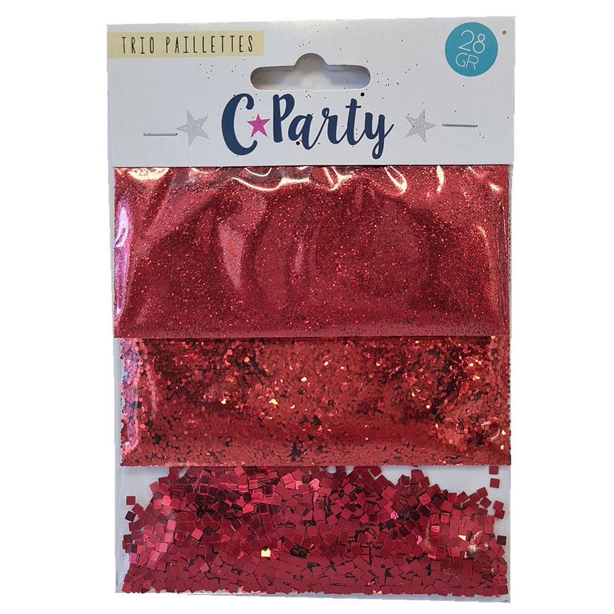 Sachet de paillettes - 3 tailles diffrentes - Rouge