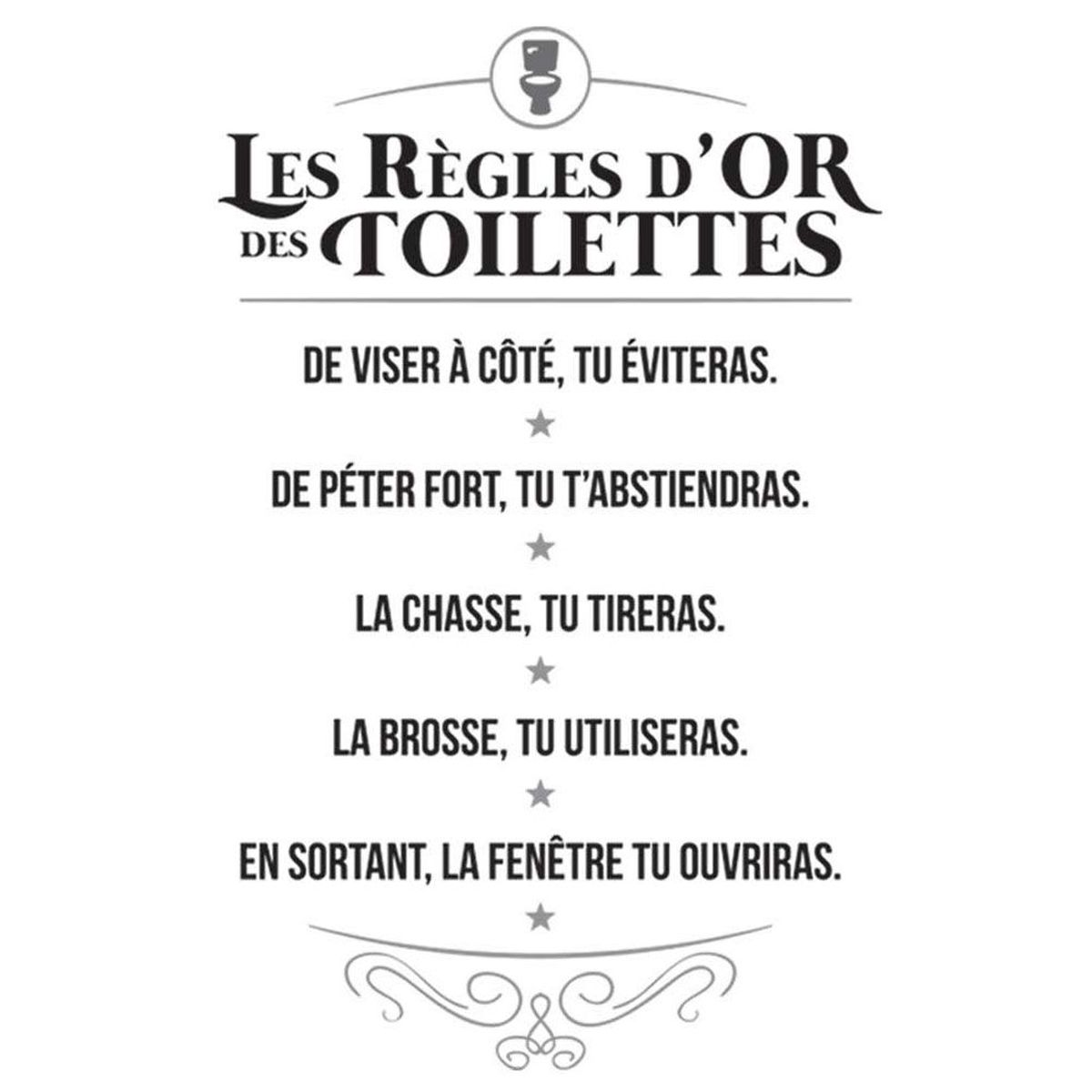 Stickers Citation planche 60.5 cm - Rgle D'Or des Toilettes