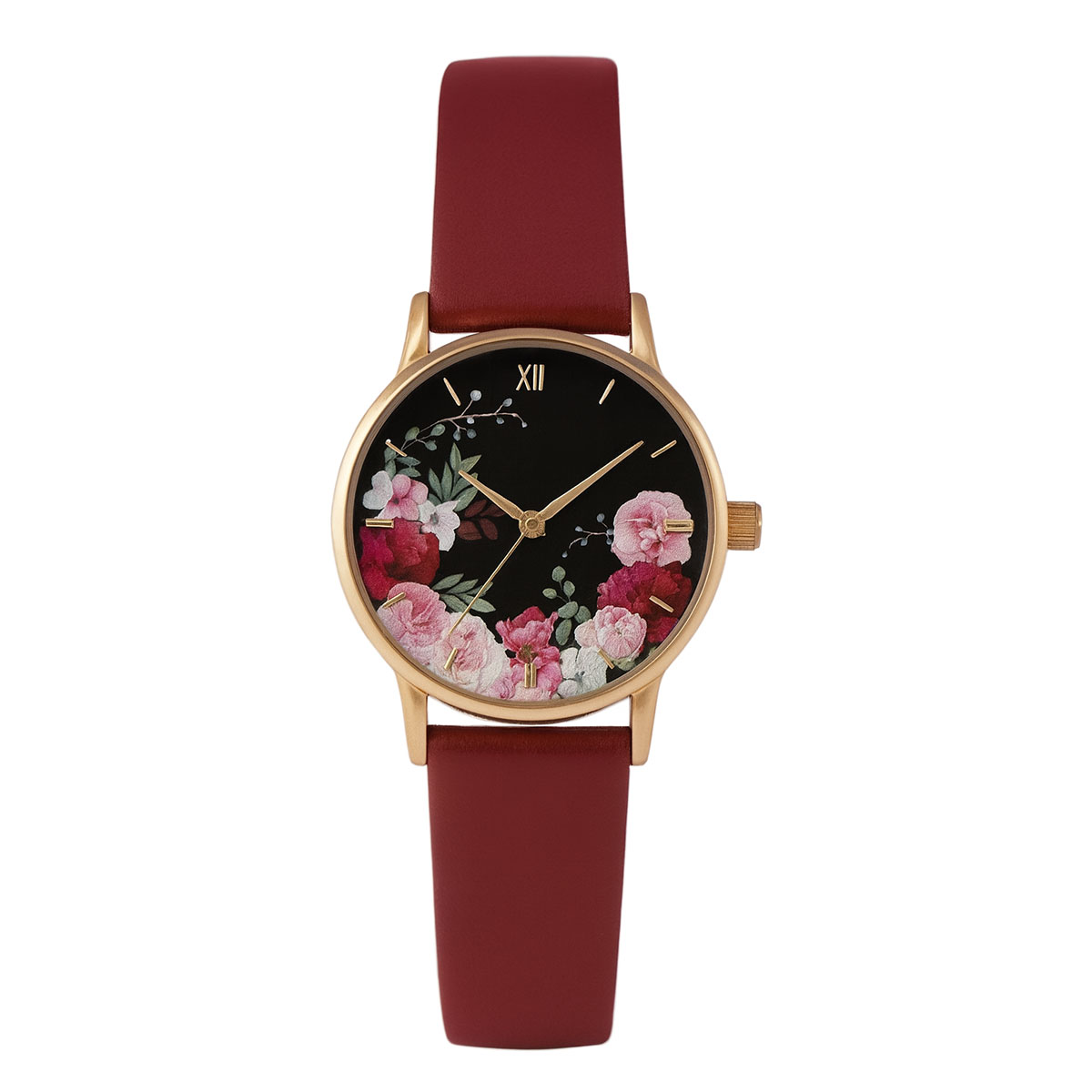 Montre femme fantaisie Florale - Rouge