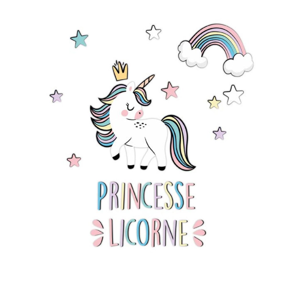 Sticker dcoration murale Princesse Licorne