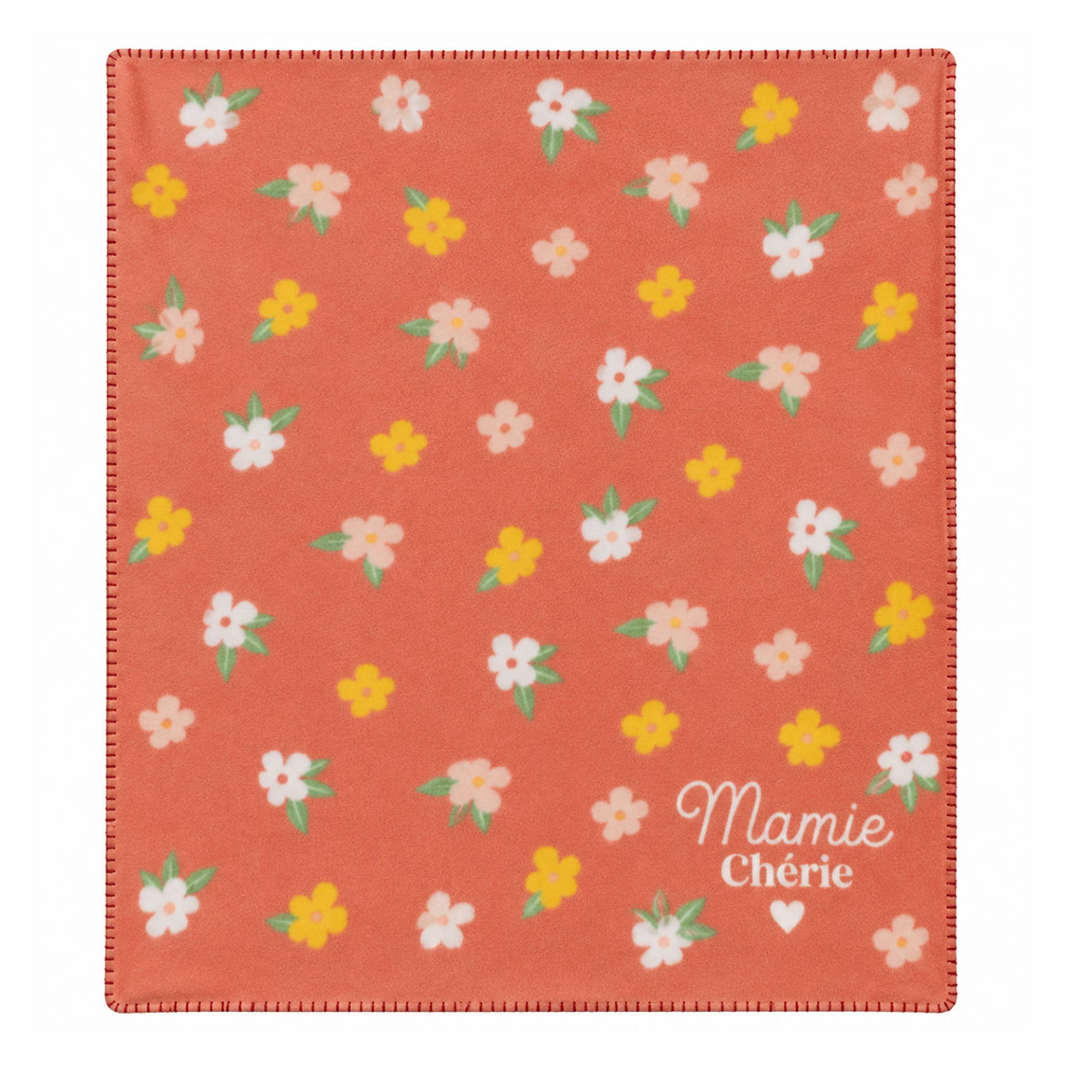 Plaid polaire Mamie ch�rie motif petites fleurs