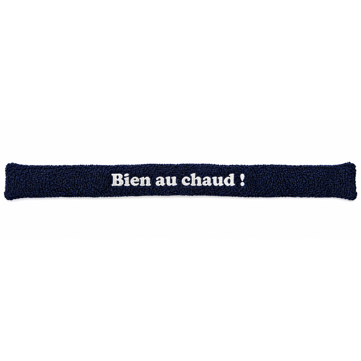Coussin de porte Bien au chaud bleu effet mouton 77 cm