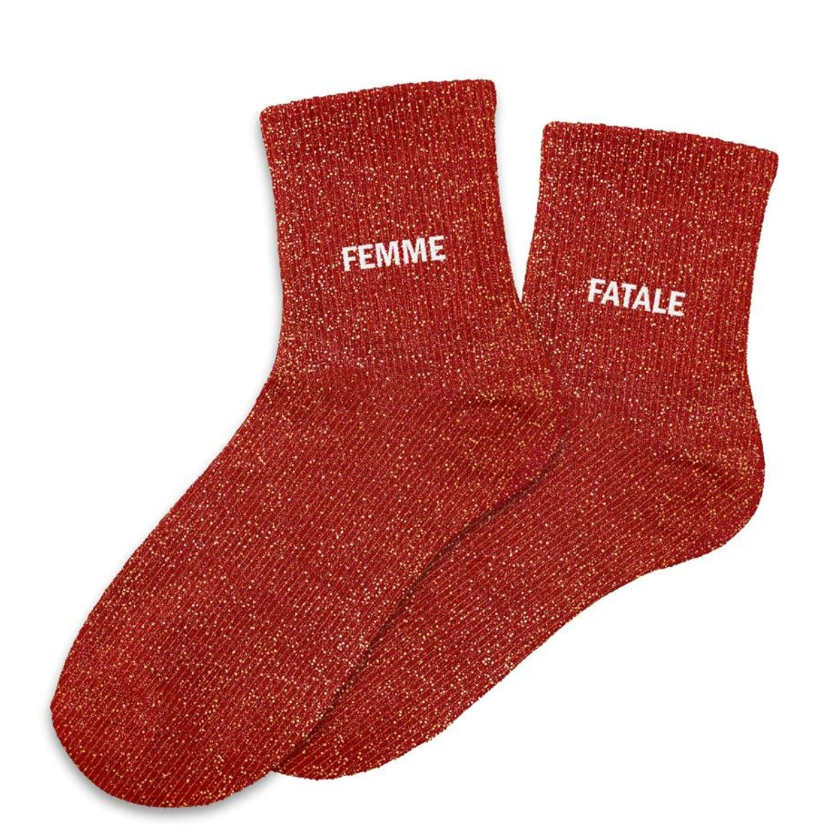 Paire de Chaussettes Pailletes Rouge Femme Fatale