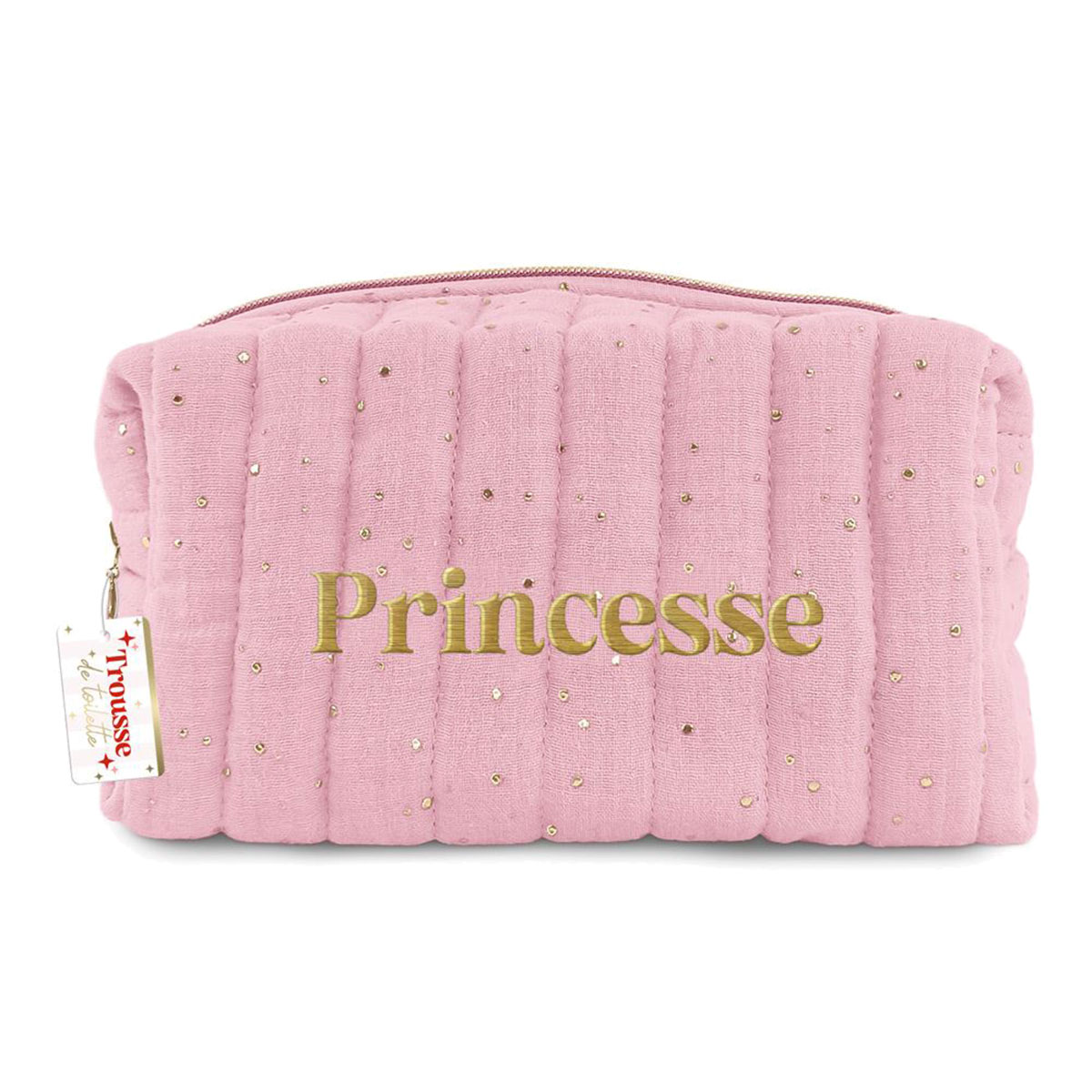 Trousse de toilette princesse en gaze de coton rose