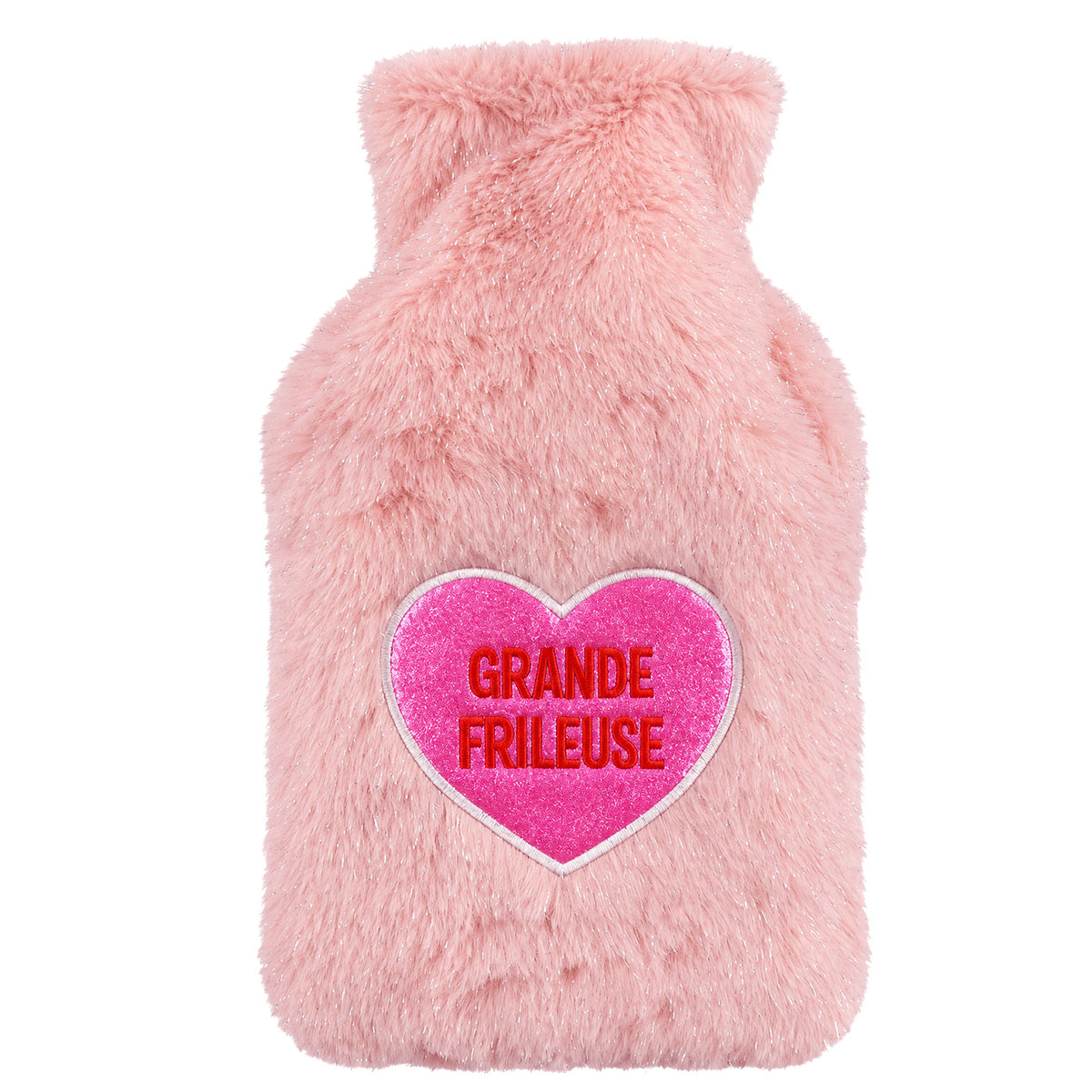 Bouillotte � eau Grande frileuse rose en peluche 27 cm